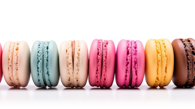 Sweet French macaroons on a white background dessert