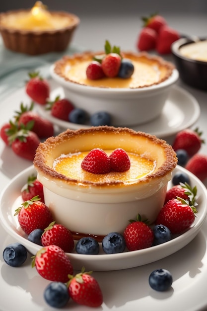 Сладкий и свежий ягодный пирог со сливками и тортом Десерт