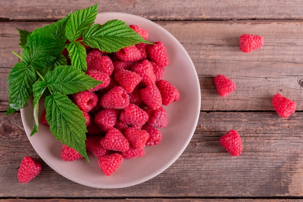 Sweet fresh organic raspberries 