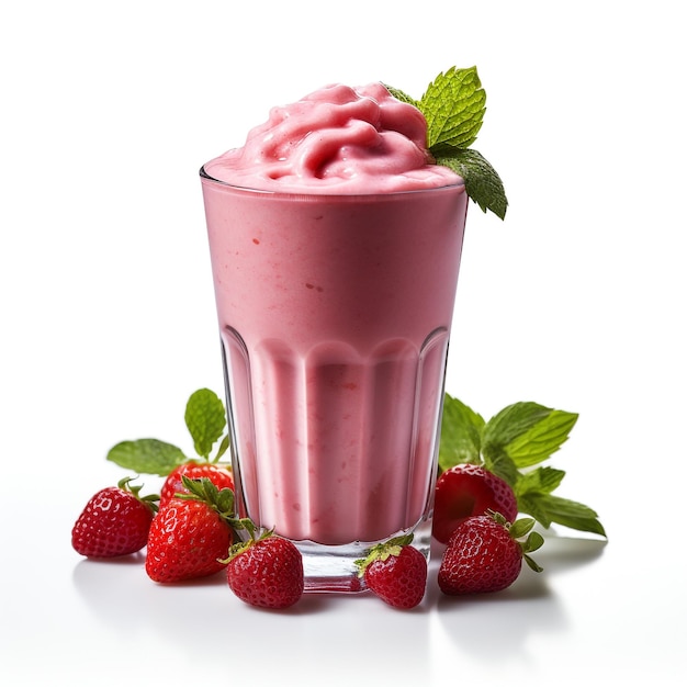 Sweet and fresh red strawberry smoothie