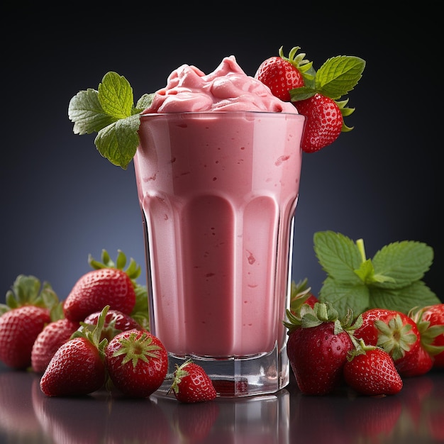 Sweet and fresh red strawberry smoothie