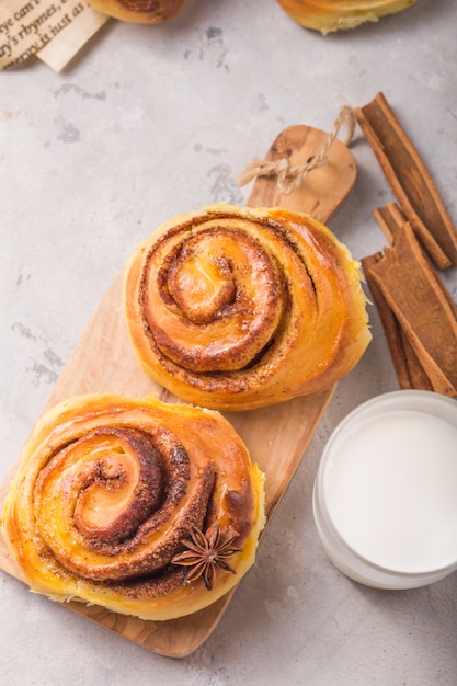 Sweet fresh roll bun with cinnamon