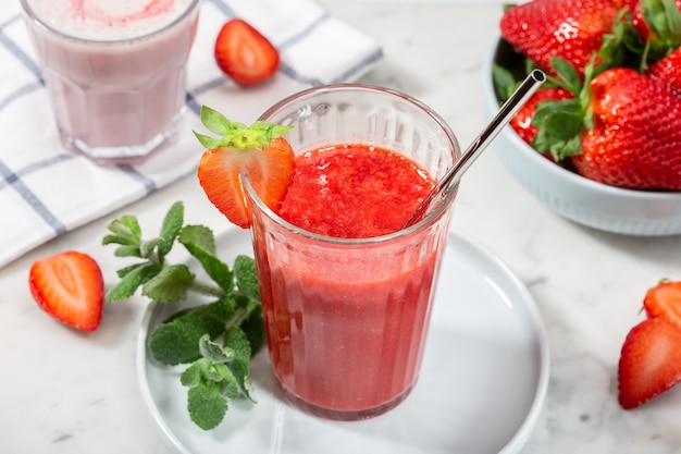 Sweet fresh strawberry smoothie