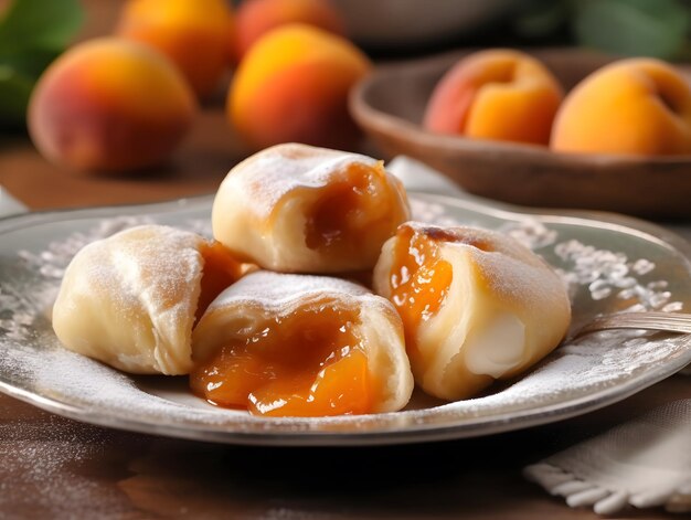 Photo sweet and fruity austrian apricot dumplings generative ai