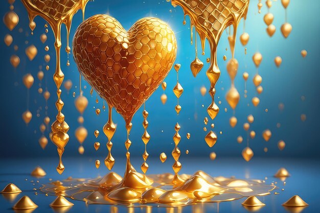 Sweet golden honey likes heart shape abstract backgorund