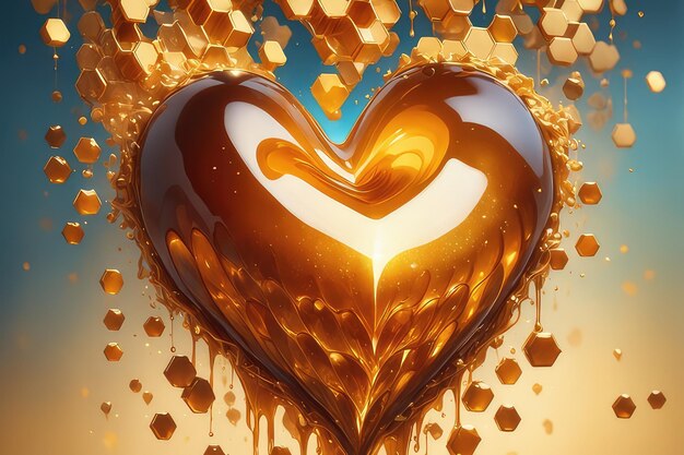 Sweet golden honey likes heart shape abstract backgorund