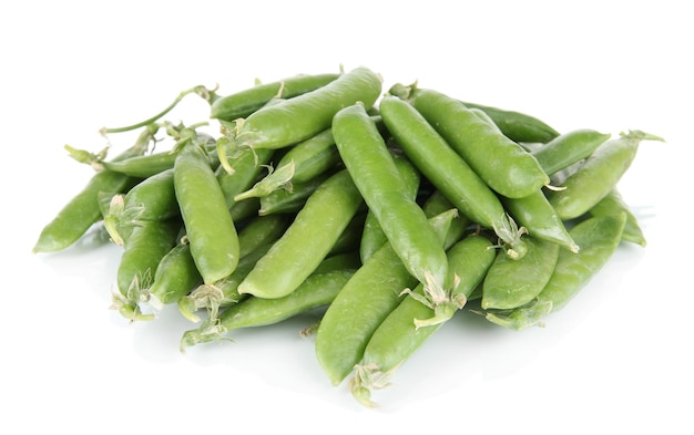 Sweet green peas isolated on white