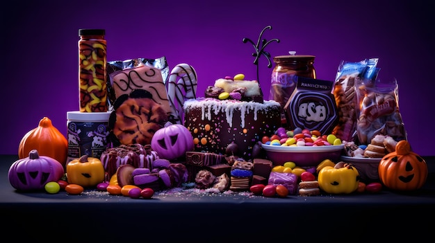 Sweet halloween delights of candy galore in spooky splendor