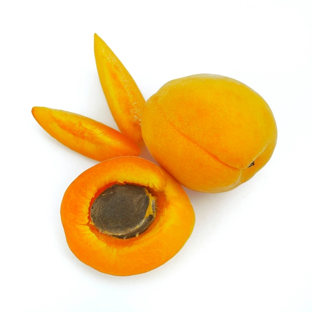 Sweet and healthy apricot on white background, fresh fruits