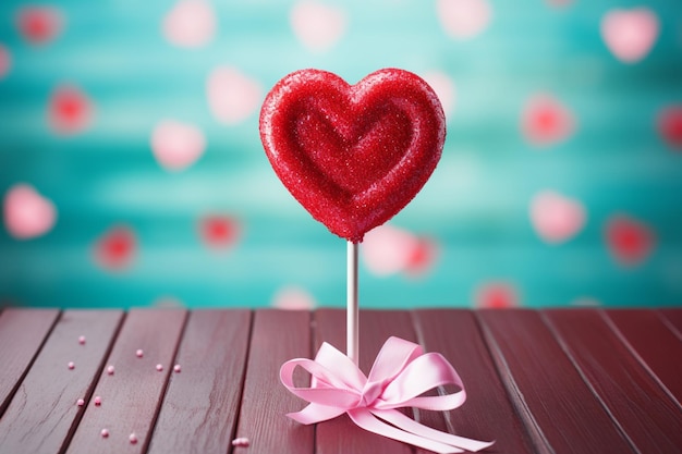 Photo a sweet heart shaped lollipop a symbol of love and affection