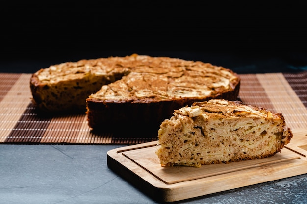 Sweet homemade apple cake with cinnamon