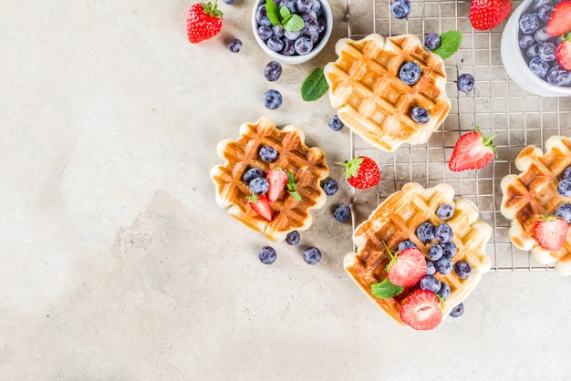 Sweet Homemade Belgian Waffles with Berries