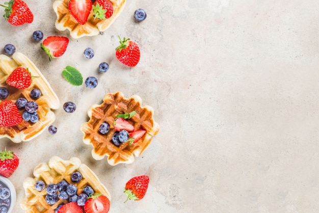 Sweet Homemade Belgian Waffles with Berries