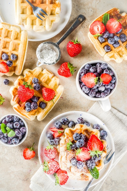 Sweet Homemade Belgian Waffles with Berries