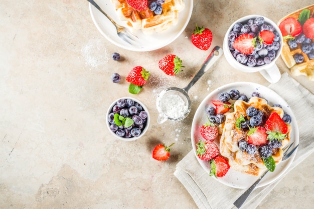 Sweet Homemade Belgian Waffles with Berries