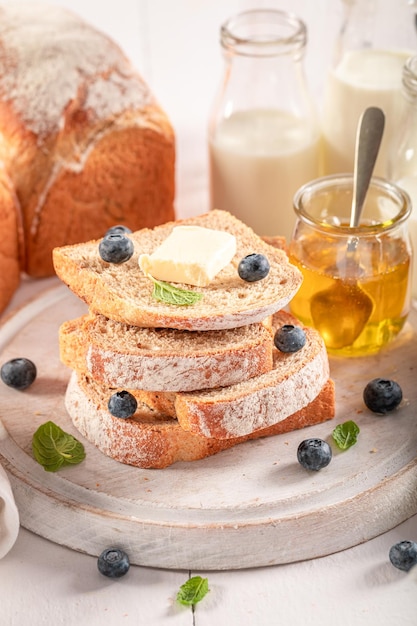 Sweet and homemade bread as a perfect breakfast