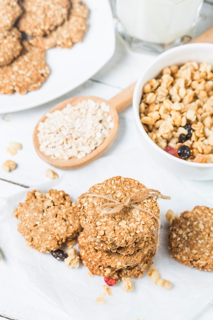 sweet homemade cookie with oat flakes