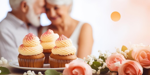 Sweet homemade cupcakes for grandma and grandpa