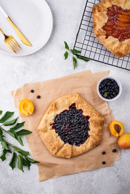 Sweet homemade galette pie with fruits