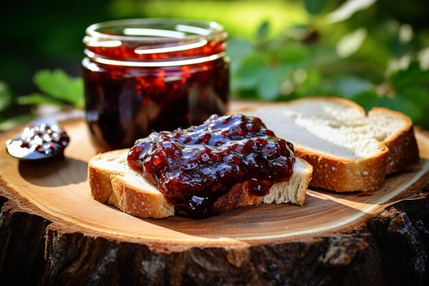 Photo sweet homemade natural forest fruit jam