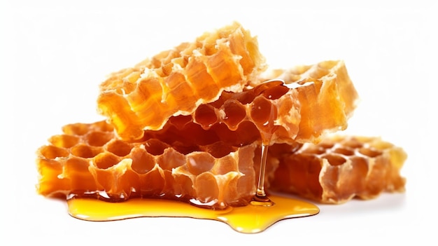 Sweet honeycombs with honey Generative ai