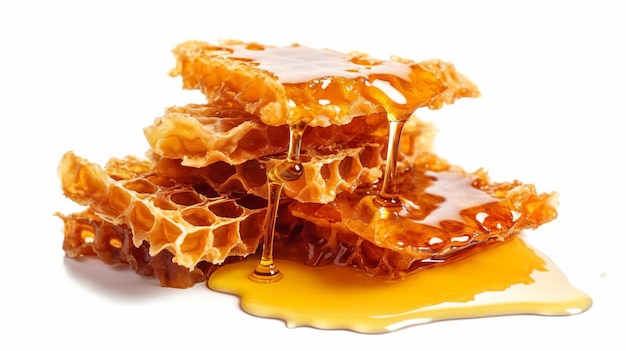 Sweet honeycombs with honey Generative ai