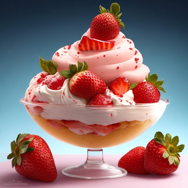 イチゴの甘いアイス クリーム コーン