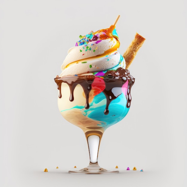 Sweet ice cream Illustration AI Generative