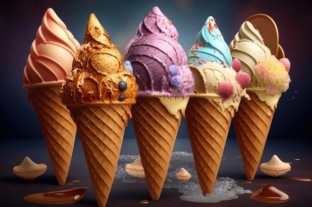 Sweet ice cream Illustration AI Generative