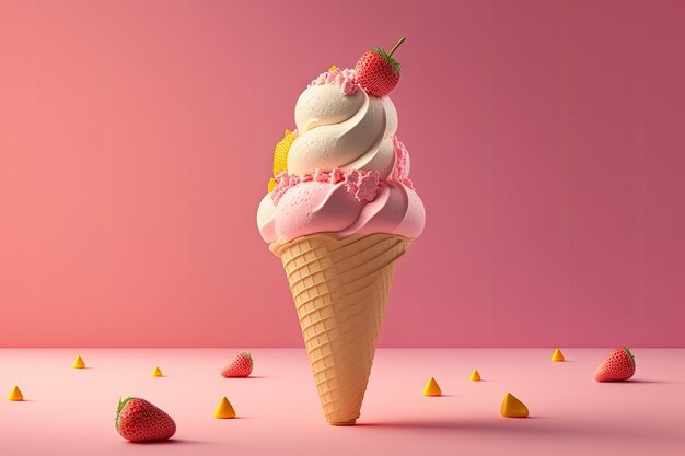 Sweet Ice Cream Illustration AI Generative