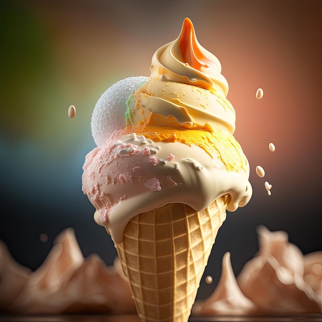 Sweet Ice Cream Illustration Generative AI