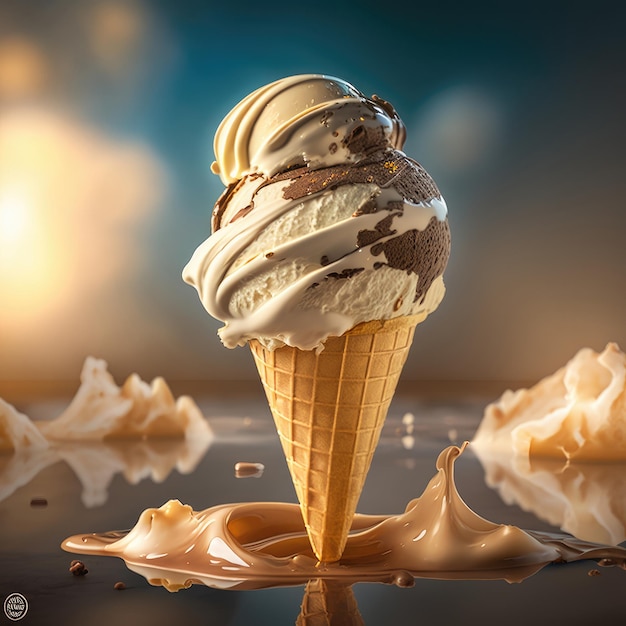 Sweet Ice Cream Illustration Generative AI