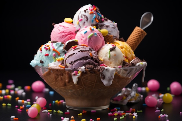 写真 様々な色の甘いアイスクリーム