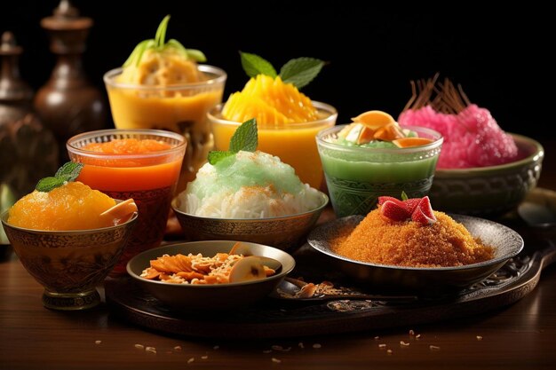 Photo sweet indonesian dessert spread