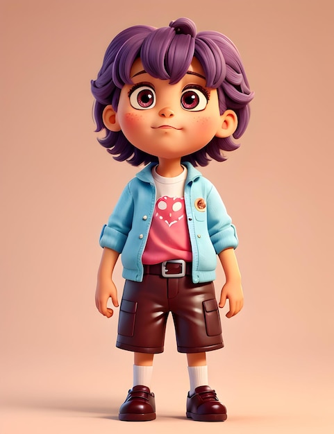 A sweet and innocent child with big doelike eyes 3d character