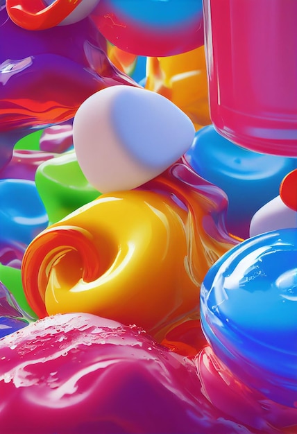 달콤한 젤리 사탕 막대 사탕과 마시멜로 디저트 파티 개념 2D 그림