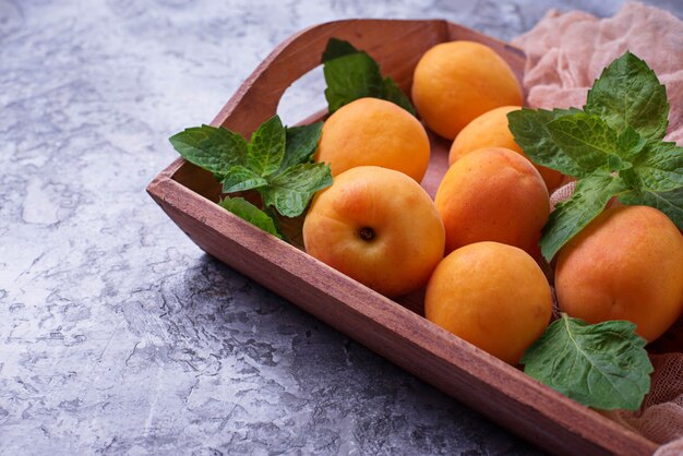 Sweet juicy apricots. Selective focus