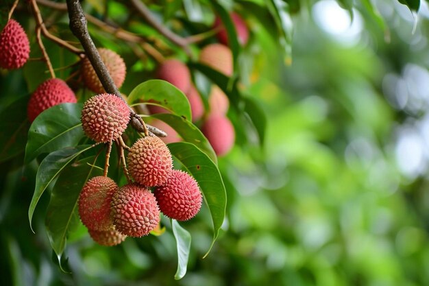 Photo sweet juicy tropical exotic lychee fruit