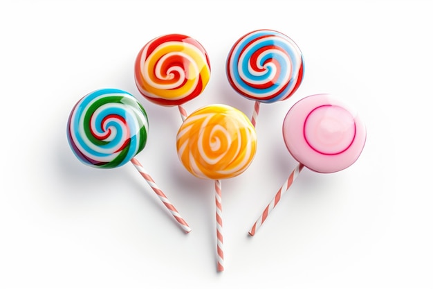 sweet lollipops on white background