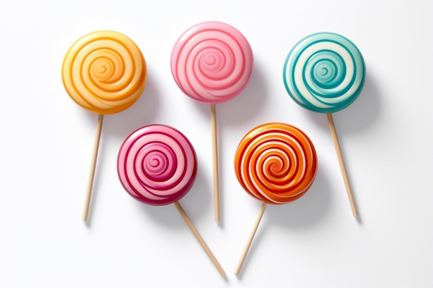 sweet lollipops on white background