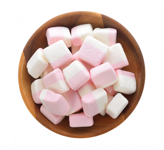 Sweet marshmallows on white background