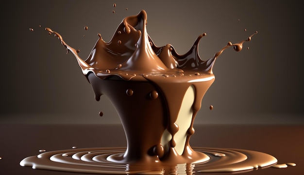 Sweet milk chocolate pudding splashing Generative AI