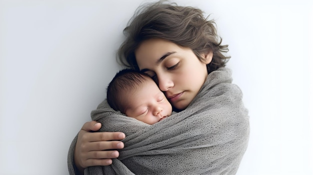 優しい腕に抱かれた可愛い新生児、時が止まったような優しい瞬間