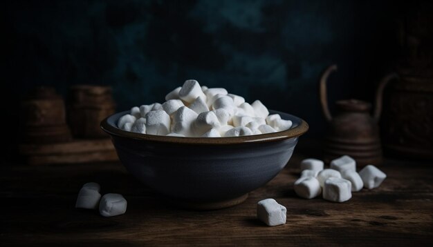 Sweet organic dessert on rustic wooden table generated by artificial intelligence