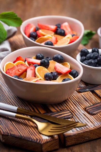 Sweet pancake cereals with berries