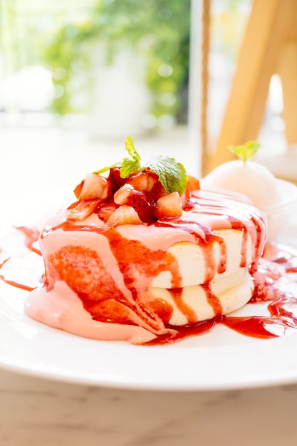 Sweet pancake dessert with strawberry