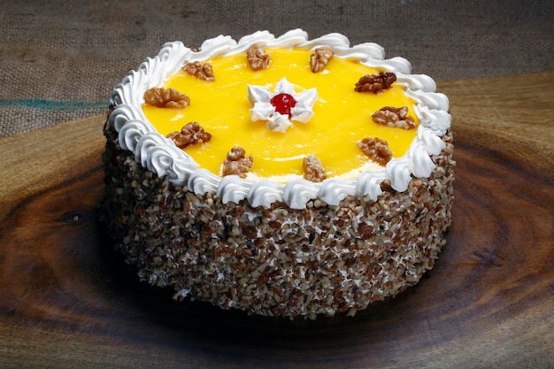 Sweet passion fruit cake and almonds