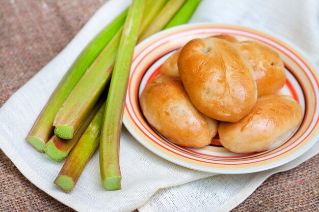 Sweet patties with rhubarb