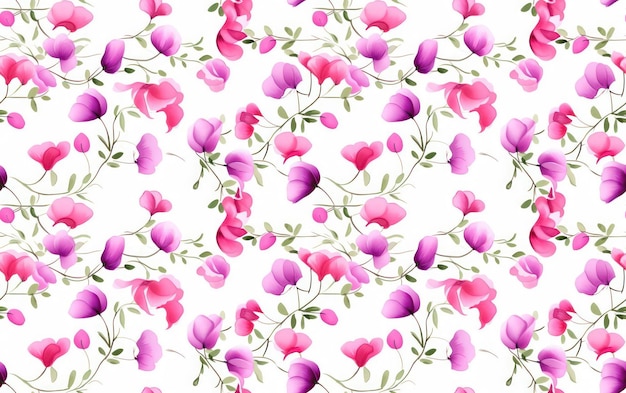 Sweet pea flower Watercolor Seamless Pattern Background