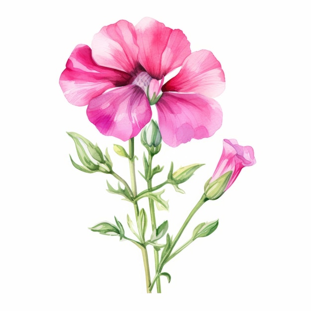 Sweet Pea Watercolor Clipart Pink Daisy Flower Illustration
